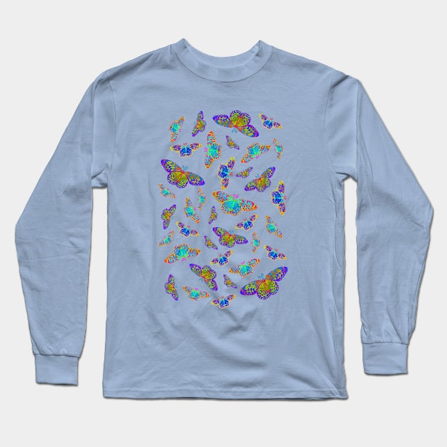 Colorful butterflies in rainbow colors Long Sleeve T-Shirt by MarionsArt